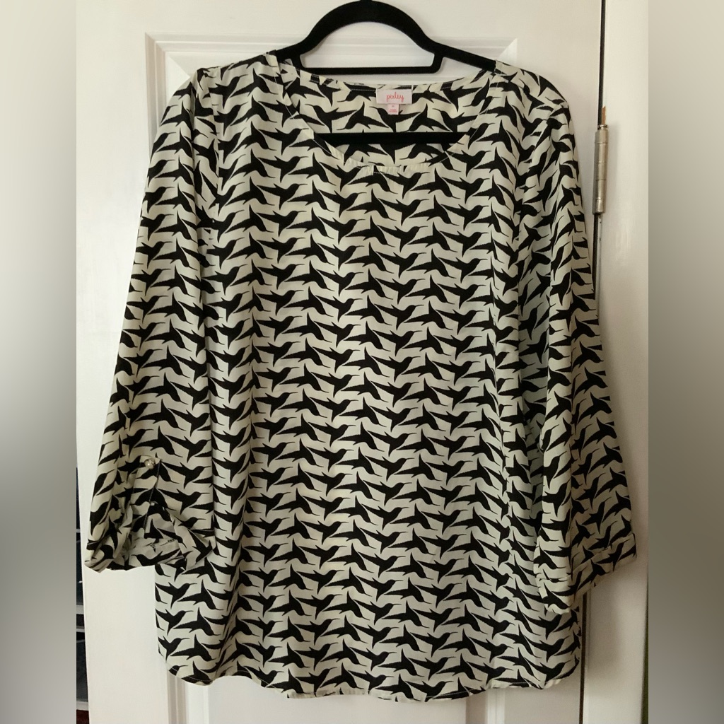 Bird Patterned Pullover Blouse